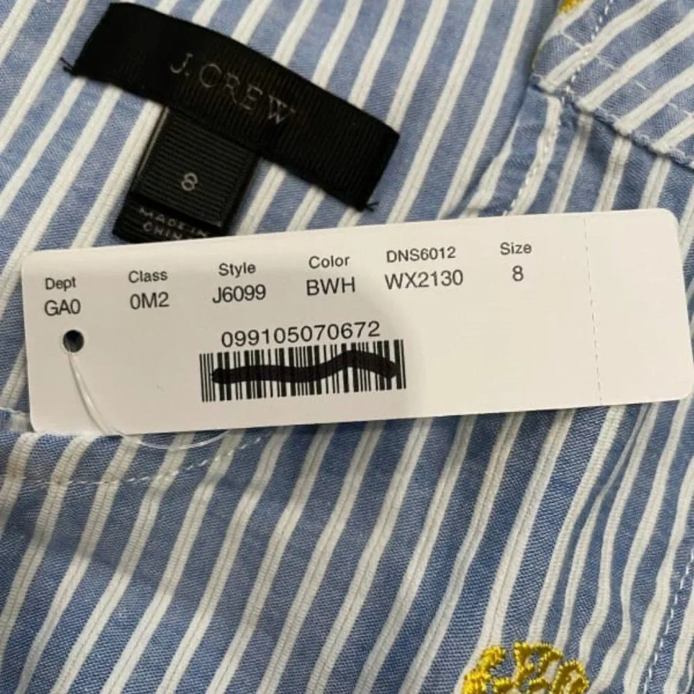 New J. Crew Embroidered Pineapple Side-tie top Medium M 8 - Picture 8 of 9